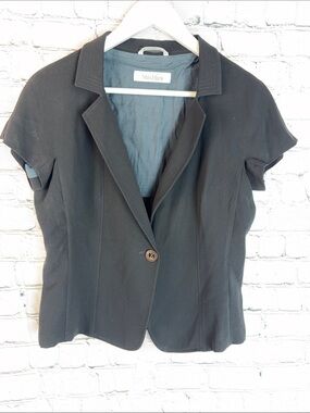 MAX MARA Black Short Sleeve Blazer Made in Italy Single Button